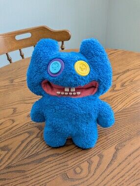 Funny Ugly Monster. Demon Plush . Blue Teeth Mouth Stuffed Animal 9 Inches